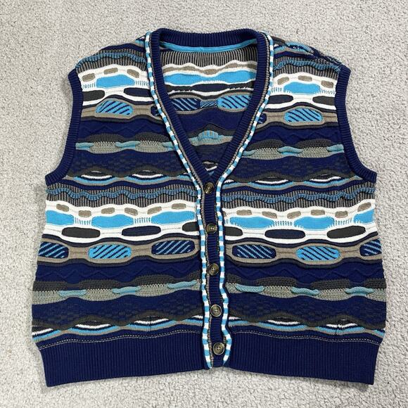 Unbranded Sweaters - Vintage Sweater Women XL Blue 3D Textured Chunky Knit Colorful Coogi Style Cosby